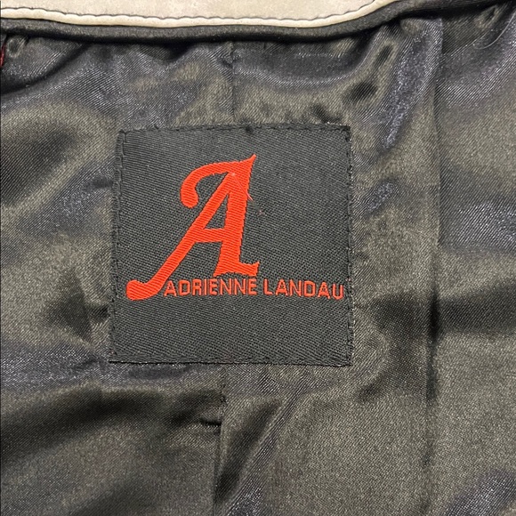 LEATHER Adrienne Landau Silver gray and Black  Geometric Blazer size M - Picture 5 of 16